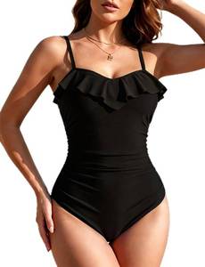 lot 2444 image: Vivola Womens One Piece Swimsuit Ruffle V Neck Slimming Bathing Suit Color Block Swimwear 2XL