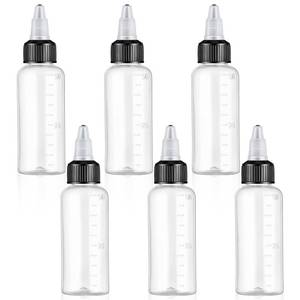 lot 2450 image: EupHHonycs 6 Pcs 2OZ Plastic Squeeze Bottles with Twist Top Cap 60ML Squeeze Bottles Dispensing Small Clear Empty Round Bottle for Liquids, Arts, Crafts, Travel Sauces