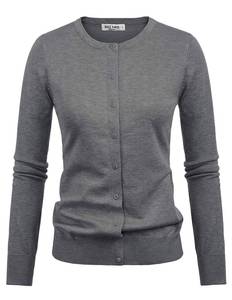 lot 2459 image: GRACE KARIN Lightweight Knit Cardigan Sweaters for Women Soft Long Sleeve Cute Casual Outfits Heather Grey 2XL