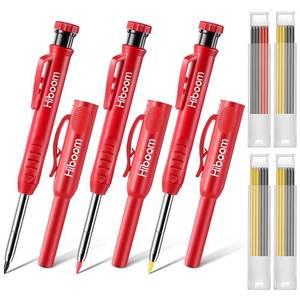lot 2461 image: Hiboom 3 Pack Carpenter Pencils Set with 24 Refills