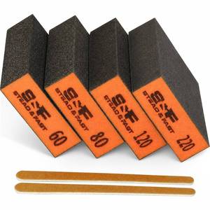 lot 2469 image: S&F STEAD & FAST Sanding Sponge 60 80 120 220 Grit 4 Pcs with 2 Emery Board