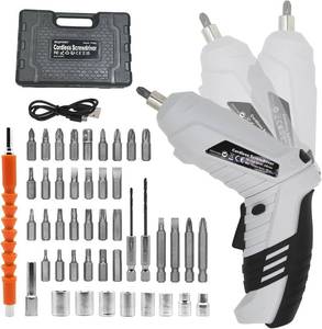 lot 2481 image: Small Electric Screwdriver, Mini Drill Set, Rechargeable 3.6V Cordless Screwdriver with 47 Driver Bits, Power Tool for Small Projects & Home Use