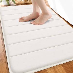 lot 2490 image: OLANLY Memory Foam Bath Mat 30x20, Super Soft Absorbent Bathroom Rugs, Quick Dry, Machine Washable Shower Floor Rugs, Bathmat Carpet, Bathroom Home Decor Accessories, Ivory