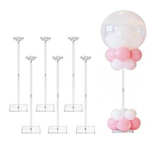 lot 3265 image: HONTUU 6 Pack 23.6 Inch Reusable Clear Acrylic Balloon Stand Kit