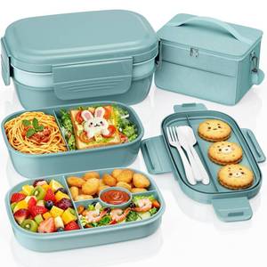 lot 3268 image: Adults Bento Lunch Box Set with Lunch Bag, 3-Tier Stackable Leak-Proof Lunch Containers, BPA-Free Bento Box with Built-in Utensils,Microwave & Dishwasher Safe for Work, School, Dining Out��Green��