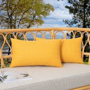 lot 4010 image: Kevin Textile Outdoor Waterproof 12x24 Pillow Covers 2 Pack, Dark Yellow