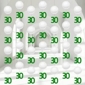 lot 4018 image: Gueevin 8 Pcs Golf 30th Birthday Party Decorations for Men Golf Ball Hanging Garlands Banner Paper Cutouts Streamers for Him Thir-Tee Sports Theme 30th Birthday Party Wall Ceiling Decor