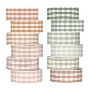 lot 4041 image: YooNotee 12 Rolls Watercolor Floral Washi Tape Set 15 mm Vintage Flower Decorative Masking Tape for Back to School Arts DIY Craft Scrapbook Journal Supplies Gifts(Boho,Gingham Plaid)