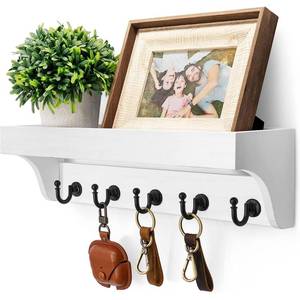lot 5614 image: Rebee Vision Key Holder Wall Mount with Shelf for Room Decor, White