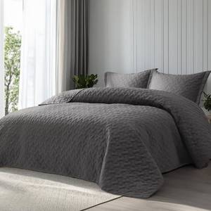 lot 5623 image: Bedsure Quilts Queen Size - Grey Bedspreads Queen Size with Basket Weave Pattern, Soft Quilt Bedding Set, Lightweight Comforter Set Coverlet for All Seasons with 2 Pillow Shams (90 x 96)