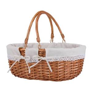 lot 5624 image: UoeRing Large Wicker Woven Picnic Basket wHandle for Camping & Harvest