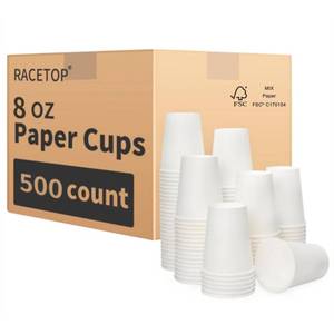 lot 5625 image: RACETOP 8 oz Disposable Coffee Cups 500 pack, Hot Coffee Cups
