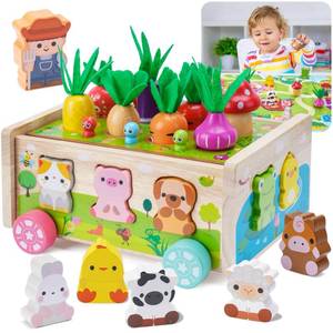 lot 5628 image: Toddler Montessori Wooden Farm Toys for 1 2 3 Year Old Babies Boys Girls