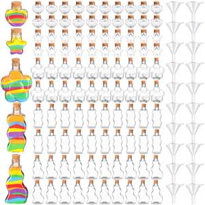 lot 5634 image: Shappy 100 Pcs Plastic Sand Art Bottles with Cork and Funnels Clear Sand Art Containers for Boys and Girls Craft Collection Bottle for DIY Crafts Halloween Christmas Party Favors, 5 Style