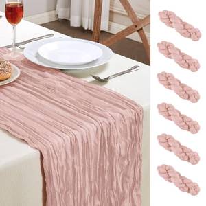 lot 5643 image: AGIRL 6 Pack Dusty Pink Cheesecloth Table Runner 10FT Boho Gauze Home Decor