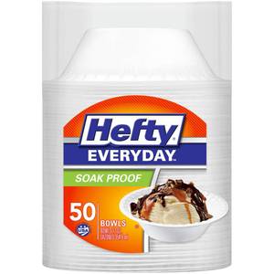lot 5646 image: Hefty Everyday Soak Proof Foam Bowls, White, 12oz, 50ct