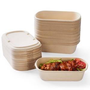 lot 5649 image: HorizonNest 100% Eco-Friendly Disposable Food Containers with Lids �� Sugarcane Pulp Take Out Boxes, Biodegradable, Compostable, Microwave Safe Lunch Containers �� Pack of 50 (24 OZ)
