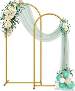 lot 5660 image: Metal Arch Backdrop Stand 2 Set (6FT5FT), Gold Wedding Arch Frame