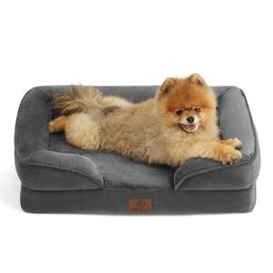 lot 5668 image: Bedsure Small Orthopedic Dog Bed - Washable Bolster Dog Sofa Beds for Small Dogs, Supportive Foam Pet Couch Bed with Removable Washable Cover, Waterproof Lining and Nonskid Bottom Couch, Dark Grey