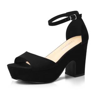 lot 5670 image: CAMSSOO Womens Platform Heels Chunky Heel Open Toe Ankle Strap Sandals Size eu 40