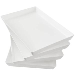 lot 5678 image: US Acrylic White Plastic Serving Trays (Set of 4) 15 x 10  Large Unbreakable Reusable Rectangular Party Platters  Serve Appetizers, Fruit, Veggies, & Desserts  BPA-Free & Made in USA
