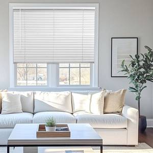 lot 5685 image: Chicology 54 W x 36 H Cordless Vinyl Mini Blinds 1 in Slats Light Filtering White Easy Install