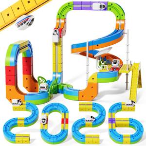 lot 5690 image: Oppvoci Electric Train Set, 3D Cube Track-DIY Rail Cube Block Kit