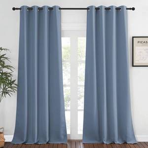 lot 6153 image: NICETOWN Blackout Stone Blue Curtains for Living Room - Grommet Energy Saving Thermal Drapes Sound Reducing Heat Blocking Window Treatments for Living Room (1 Panel, W52 x L90)