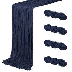 lot 6154 image: 4 Pack Navy Blue Cheesecloth Table Runner 20 x 120 inch Gauze Table Runners 10 FT Long,Semi Sheer Boho Cheese Cloth Fabric Table Runner Bulk for Wedding,Party,Baby Shower,Bridal Shower Decoration