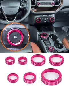lot 6159 image: Savadicar CKT02 Billet Aluminum Control Knob Trim Sets, Headlight4WDHVAC Climate Control Knob Bezels, Air ConditionerRadio Switch Cover for 2021-2025 Ford Bronco Sport, Interior Accessories, Pink