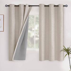 lot 6172 image: YoungsTex Oatmeal Linen Blackout Curtains 40 Inches Long, Short Room Darkening Drapes with Grommet for Bathroom Bedroom Window, 2 Panels, 42 X 40 Inch