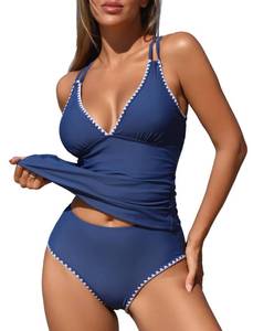 lot 6186 image: ZAFUL Womens Swimsuits Tankini Shell Stitch Two Piece Swimwear 2026 Blue L
