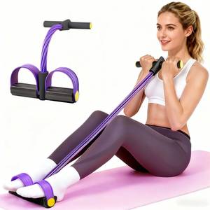 lot 6188 image: Pedal Resistance Bands with Handles, Upgrade 6-Tubes Elastic Bands for Exercise, Natural Rubber Foot Pedal Resistance Bands, Multifunction Fitness Bands for Abdomen, Waist, Arm, Leg, Pilates (Purple)