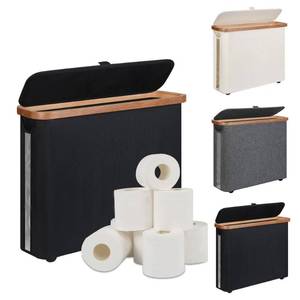 lot 6223 image: Toilet Paper Storage Basket with Lid - The Ultimate Bathroom Organizer, Free Standing Toilet Paper Holder for Up to 9 Mega Rolls, Toilet Tissue Storage Bin with Handle for RV Closet, Black