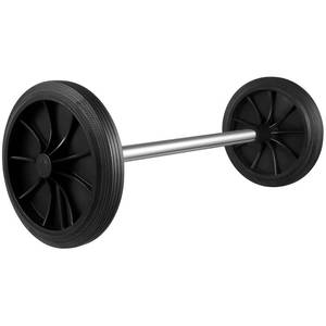 lot 6231 image: Cabilock Universal Trash Can Wheels Replacement Kit Includes 2 Rubber Wheels & 18.9 Hollow Axle Heavy Duty Repair Parts for 32-50 Gallon Curbside Garbage Bins & Recycling Carts rod not included