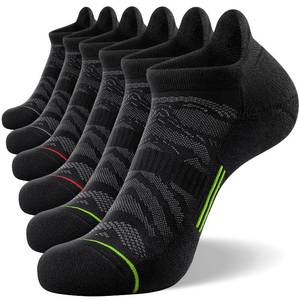 lot 6241 image: FITRELL 6 Pack Mens Ankle Running Socks Low Cut Cushioned No Show Compression Athletic Sports Gift for Men, Shoe Size 9-12, BlackGray-Green-Red