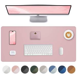 lot 6246 image: AFIING Desk Pad Protector 23.6 x 13.7 - Non-Slip Waterproof PU Leather Desk Mat for Mouse, Keyboard, Laptop, Office and Home Workspace (Light Pink)