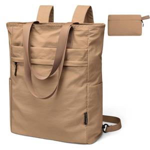 lot 6247 image: GOLF SUPAGS Foldaway Convertible Tote Backpack Lightweight Nylon Daypack for Women Men City Pack Versatile Backpack for Leisure Travel, Gravel Brown
