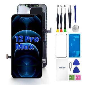 lot 6293 image: Genverdix for iPhone 12 Pro Max Screen Replacement, 6.7 inch 3D Touch LCD Display Full HD Repair kit, Digitizer Assembly with Tools Set, Tempered Glass Screen Protector, Waterproof Frame Adhesive