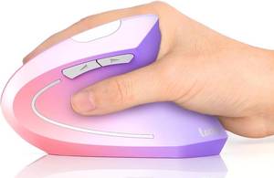 lot 6296 image: Lekvey Ergonomic Mouse, Vertical Wireless Mouse, Rechargeable, Pink Purple