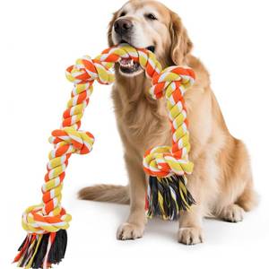 lot 6302 image: SZEE Dog Rope Toy for Large Dogs, 37 Inch 5 Knots, Halloween Pet Toys for Large Breeds, Tug of War Rope, for Energy Release & Boredom Relief (Yellow & Orange)