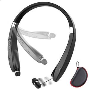 lot 6308 image: Foldable Bluetooth Headset, Beartwo Lightweight Retractable Bluetooth Headphones for Sports&Exercise, Noise Cancelling Stereo Neckband Wireless Headset (with carry case)