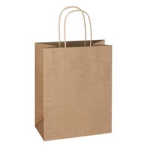 lot 7320 image: Mlyta 100 Pack 8x4.75x10 Inch Plain Medium Brown Kraft Paper Gift Bags with Handles Bulk for Goodie, Party Favor Brithday Grocery Shopping, Business Wedding Retail Craft Treat To Go, Merchandise Sacks