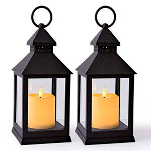 lot 7325 image: Yongmao Vintage Lantern Decorative LED Flickering Flameless Candle with Timer, Battery Powered LED Decorative Hanging Lanterns for Indoor Outdoor Garden Yard Home Decor(2 Pack)