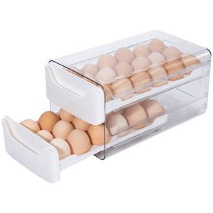 lot 7349 image: XCX 36-Egg Holder for Refrigerator, 2-Tier Stackable Egg Dispenser, White
