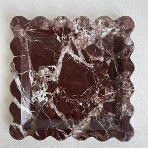lot 7353 image: SAIDKOCC Vintage Natural Marble Tray Small Ornaments Scalloped Tray Handmade Storage Dish for Counter, Vanity, Dresser, Nightstand and Desk (Rosa Levanto)