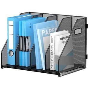 lot 7356 image: SUPEASY Binder Organizer, Magazine File Holder with 4 Vertical Rack, Black