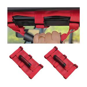 lot 7358 image: Sandfren Car Roll Bar Grab Handles, 2PCS Oxford Cloth Adjustable Vehicle Roll Cage Grab Hand Grip, Sturdy Safety ATV Paracord Handles Accessories, Compatible with Wrangler JLU JK JKU (Red)
