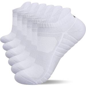 lot 7360 image: Lapulas Athletic Ankle Socks, Low Cut Cushioned Anti-Blister Running Tab Sports Socks for Men and Women 6Pairs (White, M)