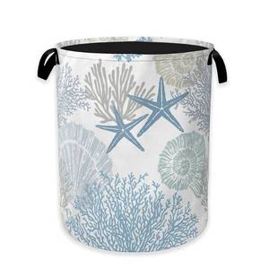 lot 7370 image: Collapsible Laundry Basket,Coastal Beach Dirty Clothes Hamper,Watercolor Shell Starfish Coral Hampers for Bedroom Waterproof Oxford Cloth Storage Organizer for Bathroom,Nursery,Dorm,16x20 Inch